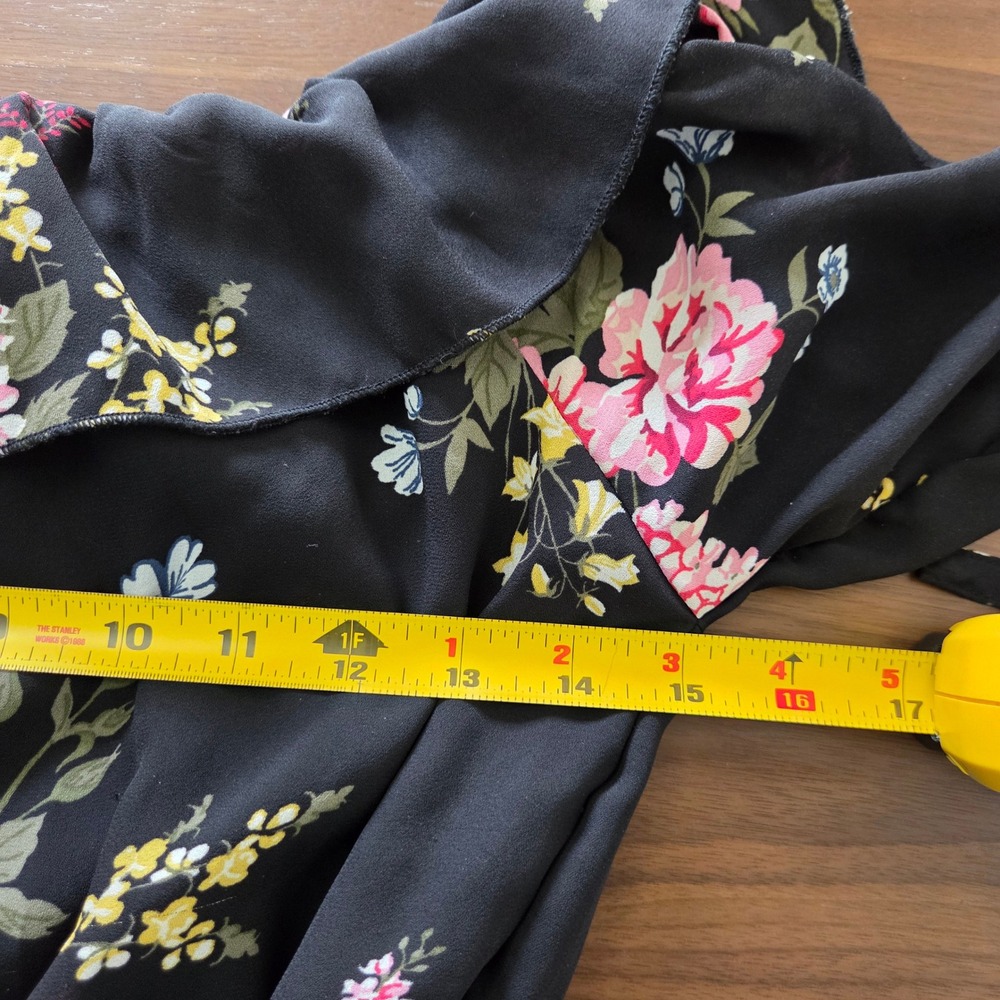 Y2K Bongo Floral Romper Small Off Shoulder Peasant Boho Bell Sleeve Mini Small - Picture 8 of 9
